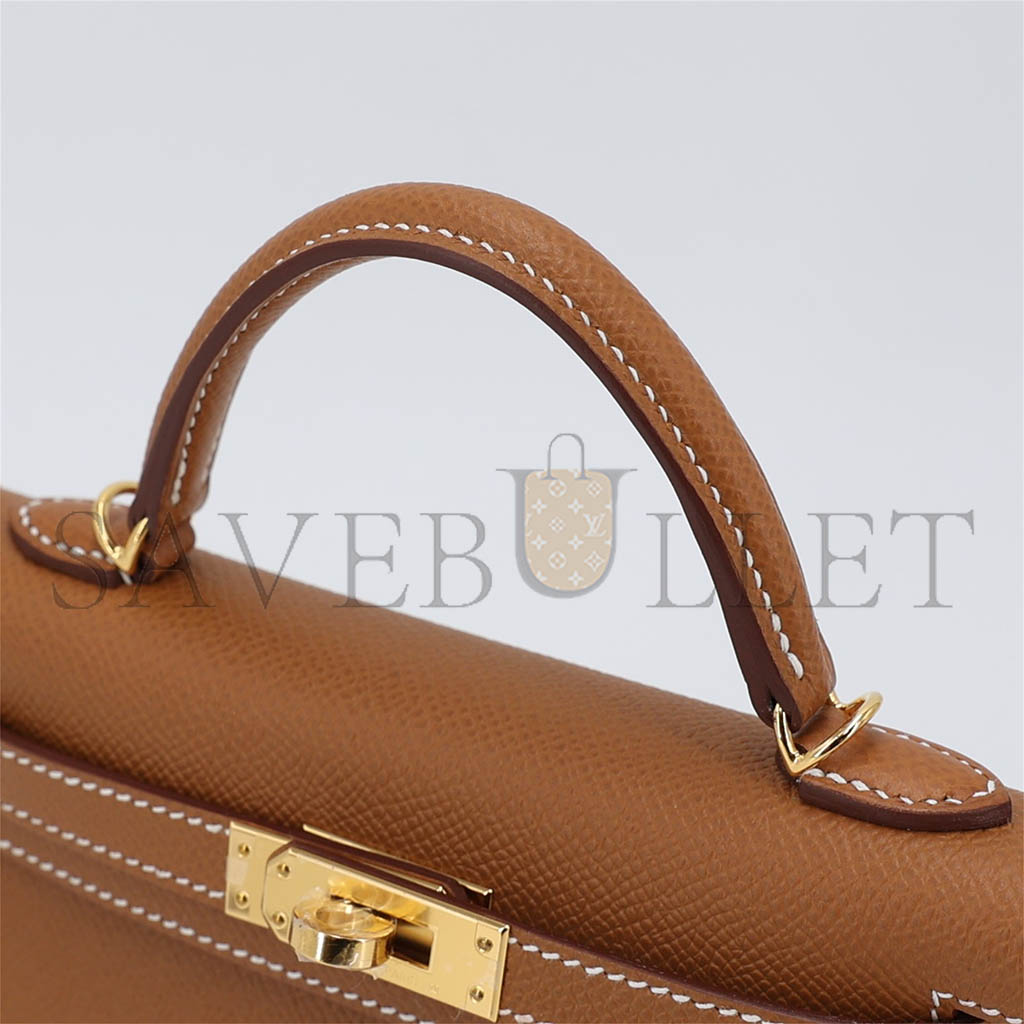 HERMÈS MASTER MINI KELLY SECOND GENERATION GOLDEN BROWN GOLD EPSOM (19*12*5.5cm) 